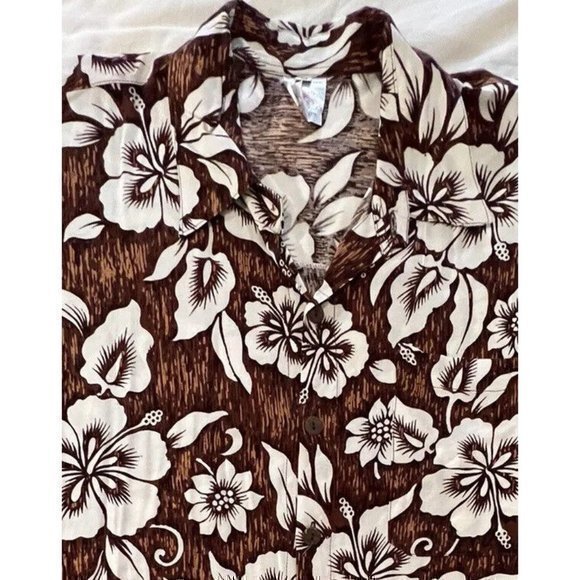 Punta Bali Collection Other - Putra Bali Collection Brown &‎ White One Size Hawaiian Shirt Missing Button